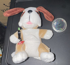 Coca-Cola Plush Dog Brown White with Bottle Cap  Holographic Tag