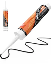 WELLUCK Black Silicone Caulk, 100% Waterproof Sealant 1 Pack, 