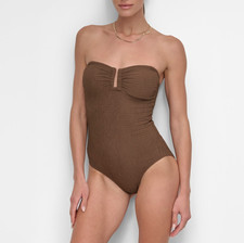 DKNY Women's Textured Shirred One-Piece Swimsuit MSRP $80