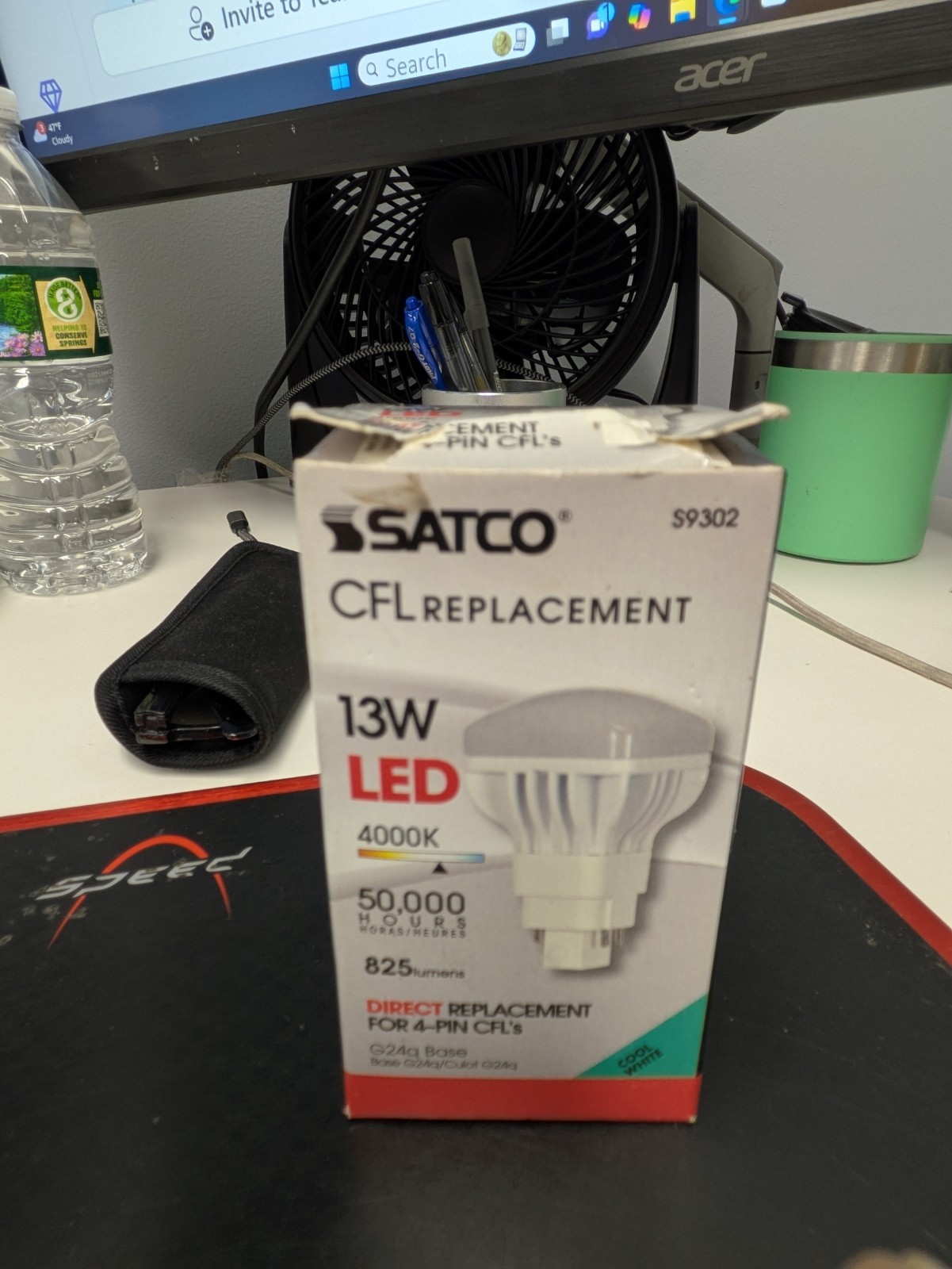 SATCO S9302 NEW 13WATT LED 4-PIN CFL REPLACEMENT BULB