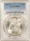 1901-O MORGAN DOLLAR, PCGS MS-63, BLAST-WHITE CARTWHEEL LUSTER, CHOICE!