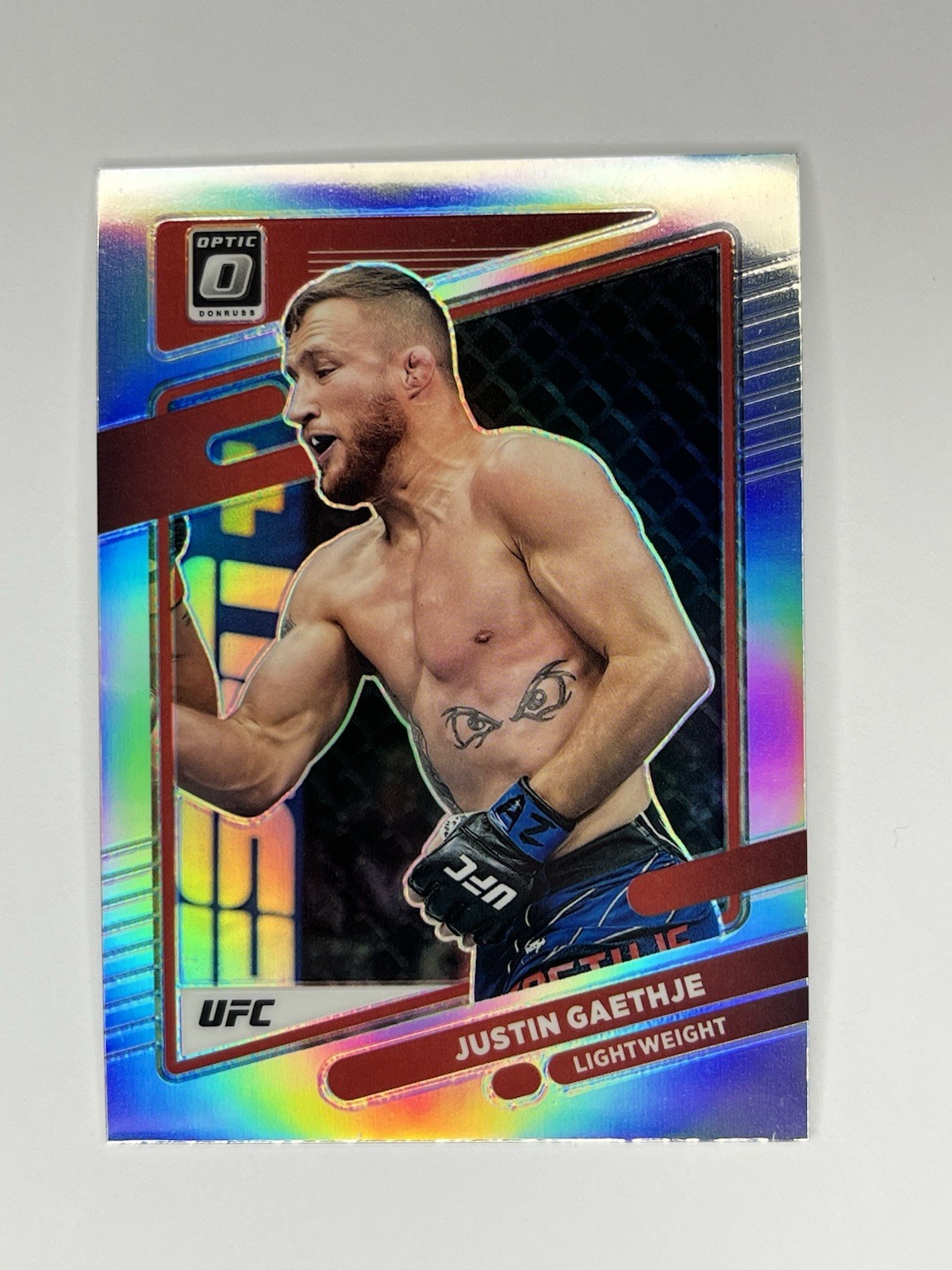 2022 DONRUSS OPTIC UFC SILVER HOLO PARALLEL #98 JUSTIN GAETHJE