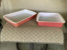 Pink Flamingo Pyrex Bake Set Lasagna Pan #232 & Brownie Pan #222 Vintage 1954-56