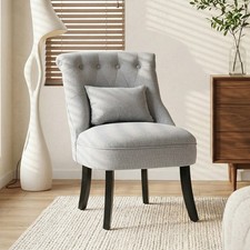 HOMCOM Fabric Single Sofa Upholstered with Pillow Wood Leg Grey