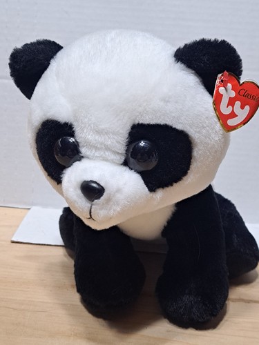 TY Beanie Classic Buddy Baboo Panda Bear Plush 2017 Dark Eyes 10" Stuffed Animal