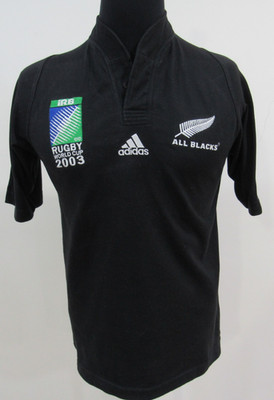 Adidas Neuseeland All Blacks Rugby WM 2003 Poloshirt Herren Small schwarz