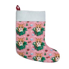 Cat Christmas Stocking For Kids Pets, Kittens Pink Holiday Decor