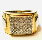 "Superb 9ct Gold & 1.00ct Natural Diamond Gents President Ring" T1/2 Heavy 13.1g