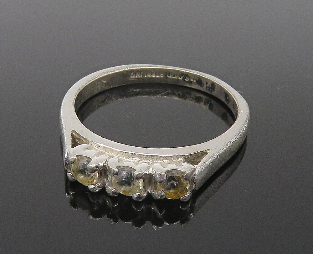AVON 925 Sterling Silver Petite Prong Set Topaz Shiny Band Ring Sz 6 RG10787