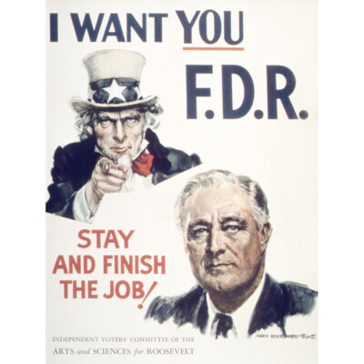 Flagg FDR Roosevelt Uncle Sam President USA Vintage Advert Canvas Print Poster