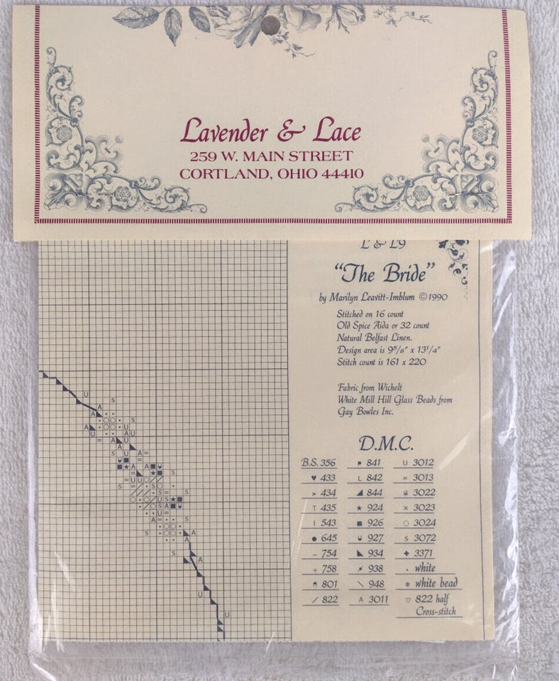 Lavender & Lace Cross Stitch Chart Pattern Victorian The Bride Wedding - Image 2 of 2