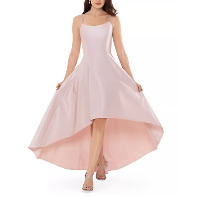 XSCAPE Women’s Petite High-Low Ball Gown Double Straps Beige 14P