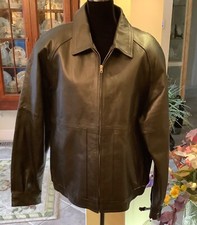 Vintage RBM Brown Genuine Leather Jacket Mens XL Bomber Motorcycle Dad Rugged