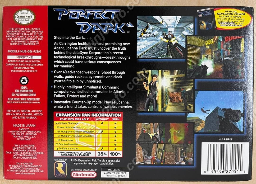 Unused Perfect Dark Nintendo 64 N64 Authentic Complete in