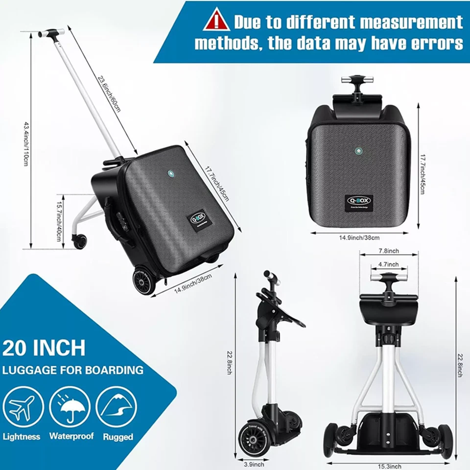 Kids Ride On Suitcase Trolley Carry On Luggage Baby Sitting On Trolley Tavel Bag - image 2 of 4