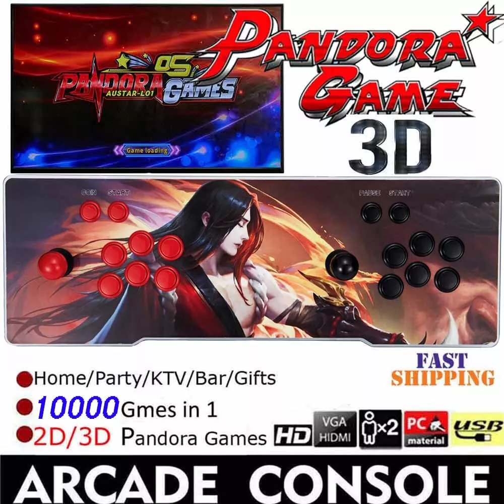 TOJASDN 10000 Games in 1 Arcade Game Console ，Pandora Box 3D Double  Stick，WiFi Function to Add More Games，Retro Game Machine for PC & Projector  