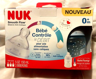   NUK Smooth Flow Baby Bottles 3-Pack, Blue, 5oz