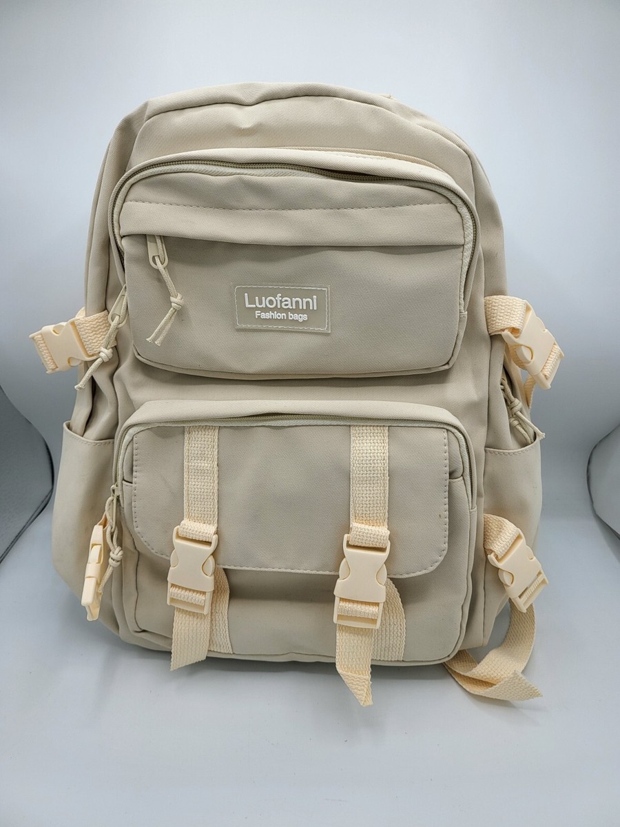 Luofanni beige Multi Pocket Korean Style Traveller Laptop Bag