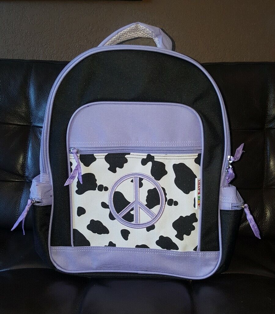 Childs Peace Sign Backpack Lavender Black Brand NEW in Package