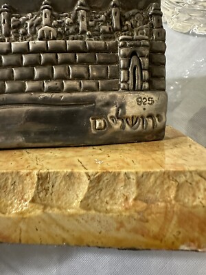 Vintage Ben Zion Sterling Silver 925 Sculpture Jerusalem on Marble