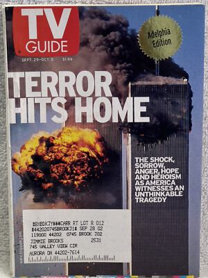TV Guide Vintage ''Terror Hits Home'' September 29 - October 5, 2001 Twin Towers