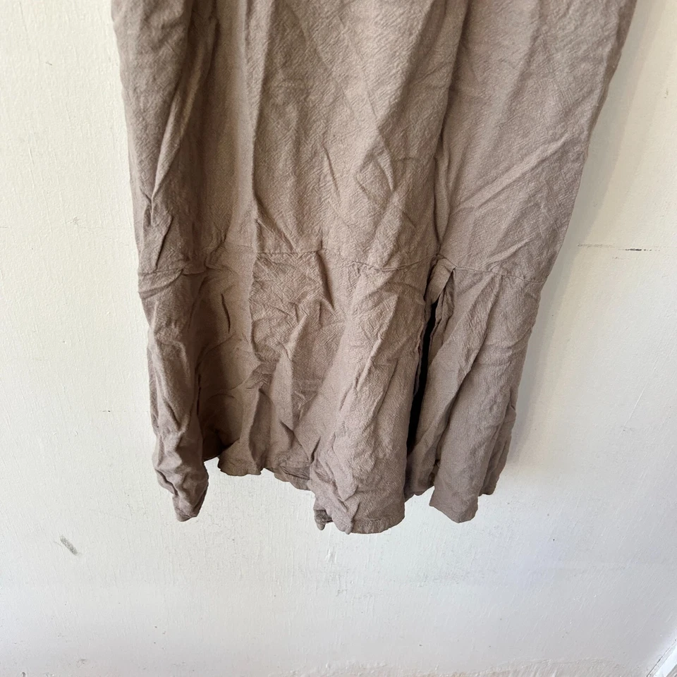 Mini Vestido Prólogo Para Mujer Gris Medio Lagenlook Mezcla de Lino Correas sin Mangas Cuadrado Foto 2 de 4