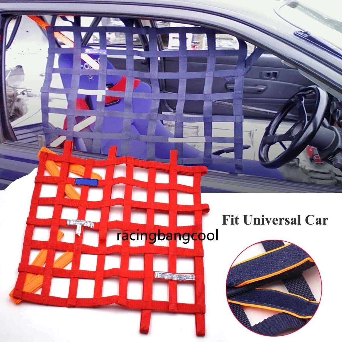 20"X17" Red Universal Nylon Car Window Net Car Rally Racing Safety Equipment