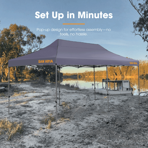 San Hima 3m x 6m Gazebo Portable Folding Pop Up Heavy Duty Steel Frame Camping - Picture 3 of 10