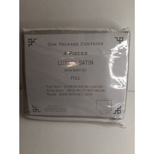 4pc full Size Satin Sheet Set Solid Silver / Light Grey Super Soft