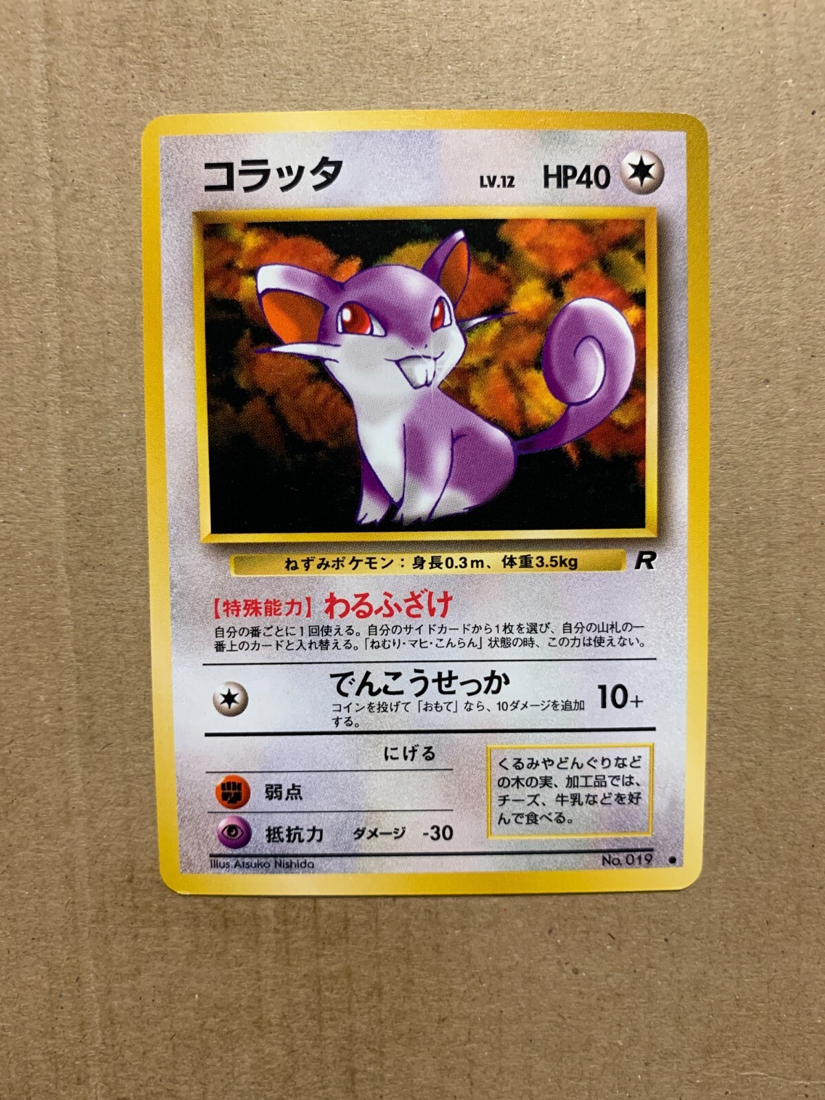 Japanese Rattata No. 019 Team Rocket - Common Pokemon Card - NM/Mint