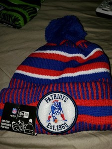 New Era Nfl New England Patriots On Field Knit Hat Beanie Removable Pom New Ebay
