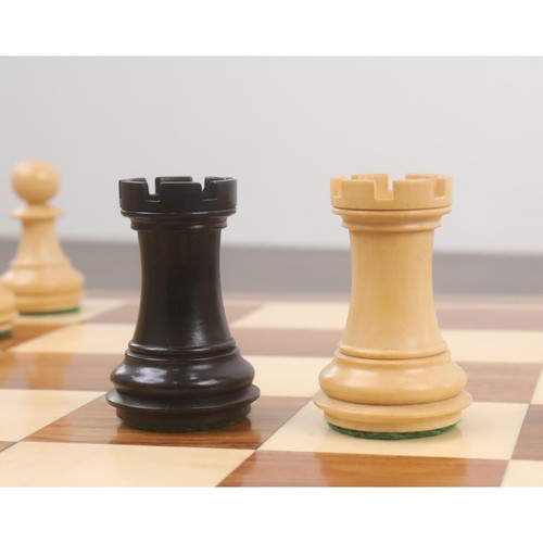 3.1" Chamfered Base Staunton Chess Set- Chess Pieces Only - Ebonised Boxwood - Picture 8 of 8