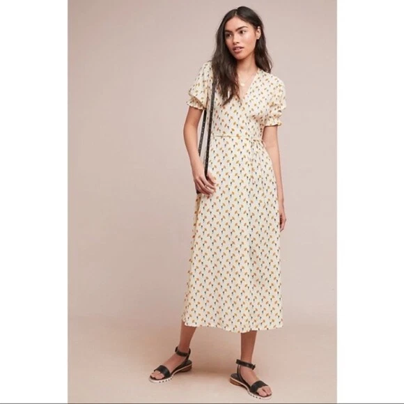 Cream wrap cheap dress