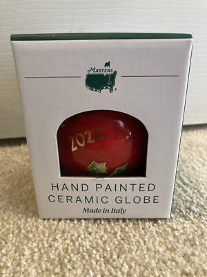 2024 Masters Hand-Painted Red Ceramic Globe Holiday Ornament