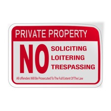 Horizontal Vinyl Stickers Private Property No Soliciting Loitering Trespassing A