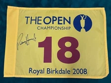 Pádraig Harrington Winner Signed 2008 Open at Royal Birkdale Golf Flag DealerCOA