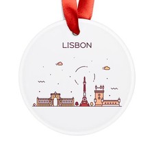 LISBON PORTUGAL Skyline, Portuguese Travel, Personalized Round Acrylic Ornament