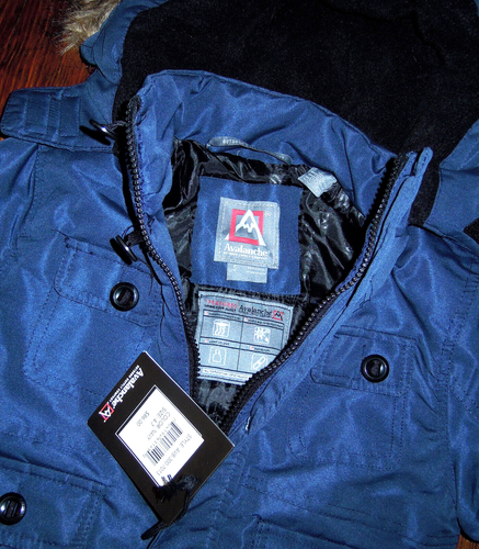 Avalanche Coat Heavy Parka Faux Fur Trim Winter Warm Lined Blue Kids Sz 4-7 New - Picture 3 of 7