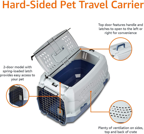 2-Door Top Load Hard-Sided Dog and Cat Kennel Travel Carrier 23 Inch - Picture 2 of 9