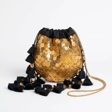 Handcrafted Traditional Gold Sequin Potli Bag