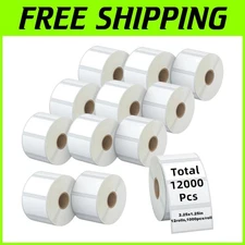 12 Rolls 2.25x1.25" 12K Labels for Barcode - Direct Thermal