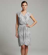 NEW Michael Kors M Dress Snakeskin Gray White Faux Wrap Office Siren Edgy Chic