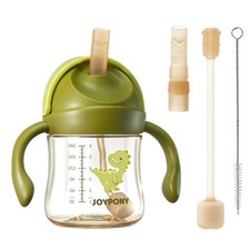 Baby Sippy Cups 6-12 Months Spill Proof Weighted Straw Cup Handle 6 Oz Green