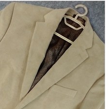 Chaps Mens Tan Corduroy Blazer Jacket Elbow Patches 44L 100 Cotton