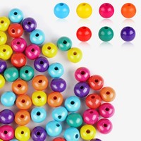 Holzperlen Bunte 20Mm Runde Mit Loch 200 StüCk Bastelnperlen FüR Diy Schmuck