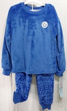 Cat  Jack XS 4/5 Blue 'Smiley Fair Isle' Long Sleeve 2 Piece Fleece Pajama