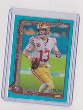 Brock Purdy 2025 Topps Chrome Aqua Refractor #008/199  Card #262   49ERS