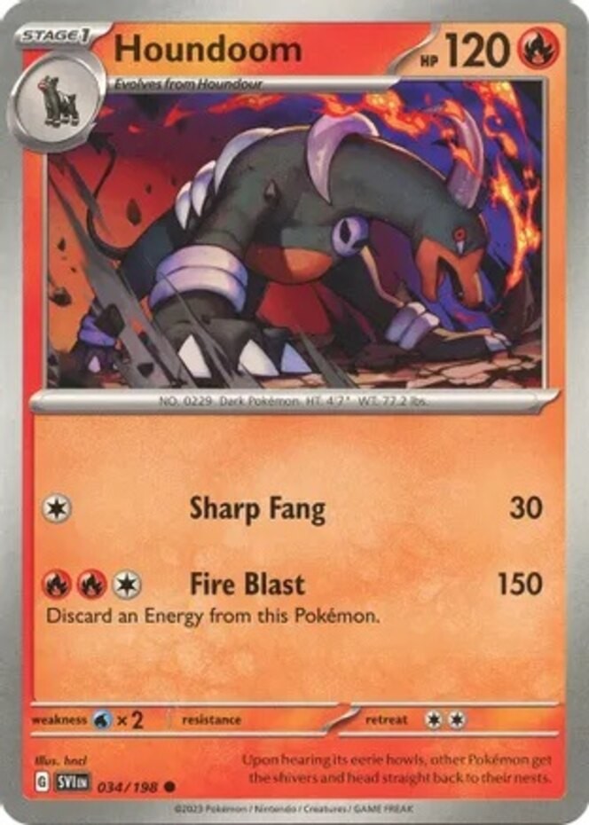Houndoom - 034/198 - Common (Lp) Scarlet & Violet - Base Set - Fire Pokémon