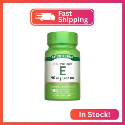 Nature's Truth Vitamin E Softgels | 200 IU | 100 Softgels | Non-GMO & Gluten Fre