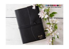 Capri A5 Personalised Italian Leather Handmade Journal Travel Notebook Black